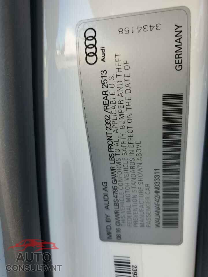 AUDI A4 2017 - WAUANAF42HN033311