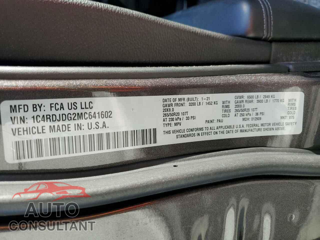 DODGE DURANGO 2021 - 1C4RDJDG2MC641602