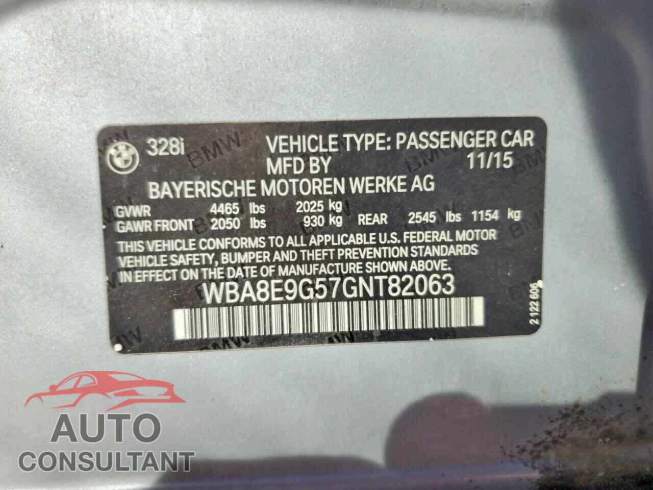 BMW 328 2016 - WBA8E9G57GNT82063