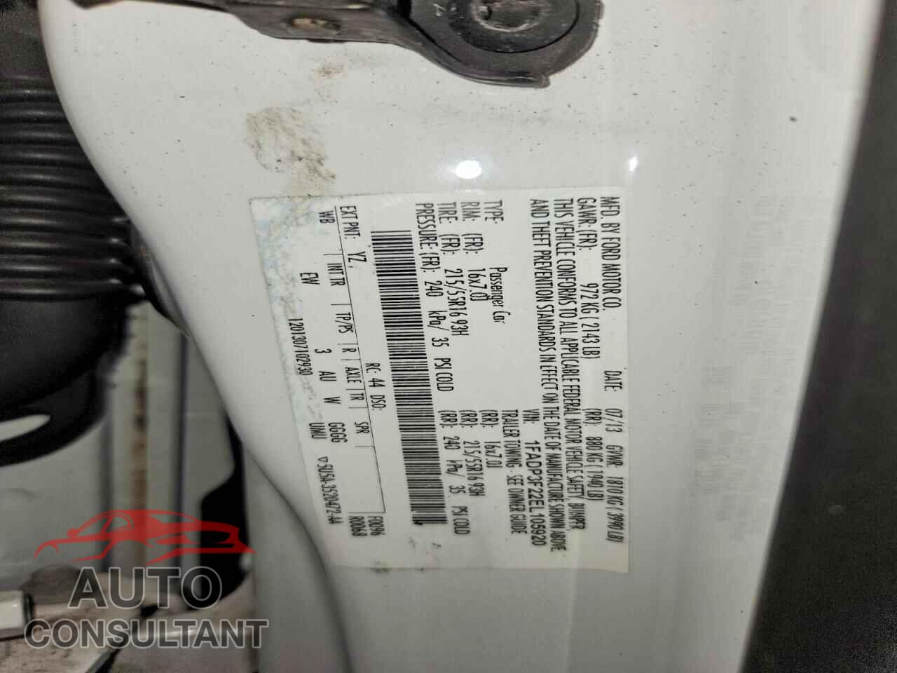 FORD FOCUS 2014 - 1FADP3F22EL105920
