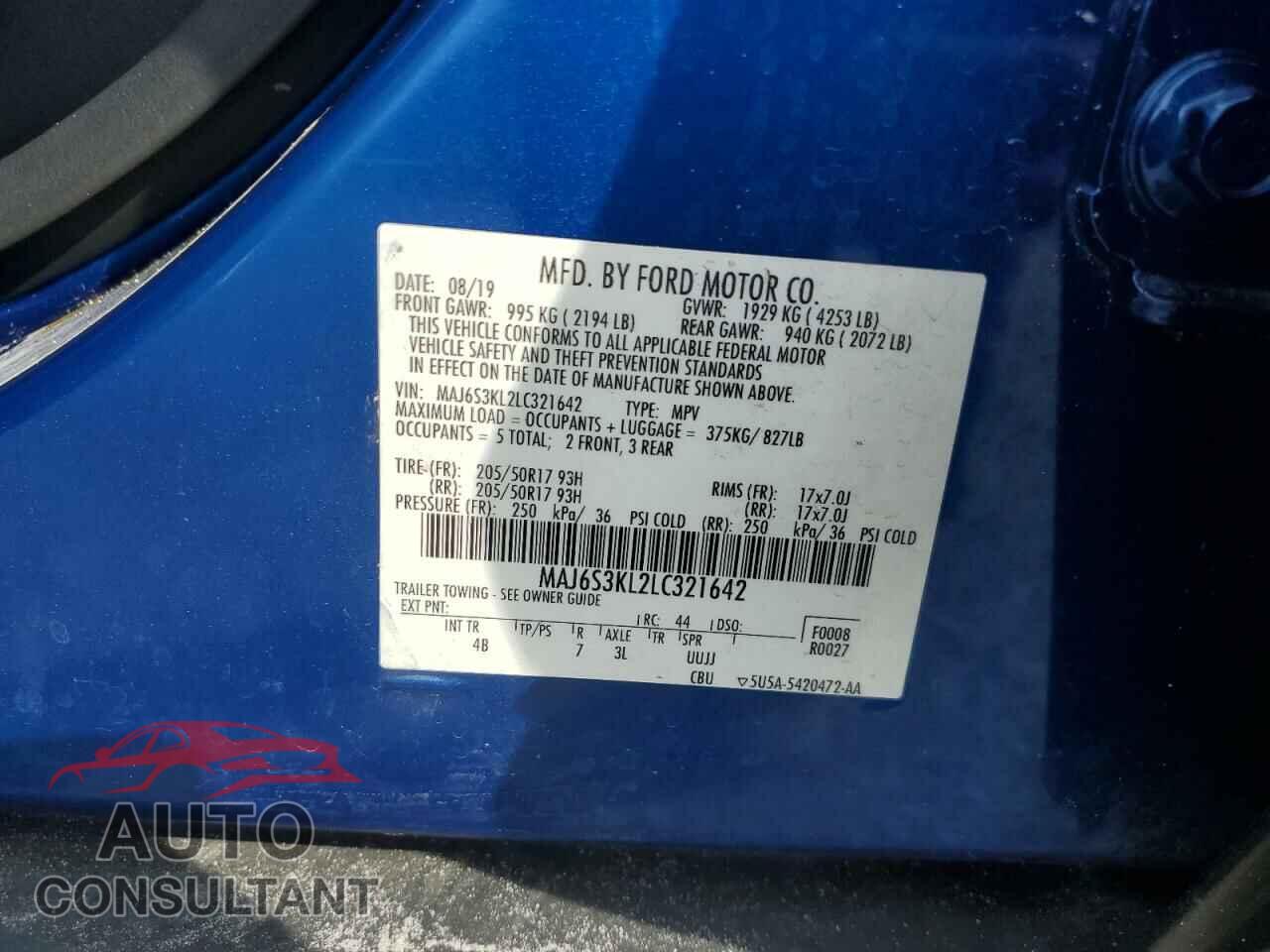 FORD ECOSPORT 2020 - MAJ6S3KL2LC321642
