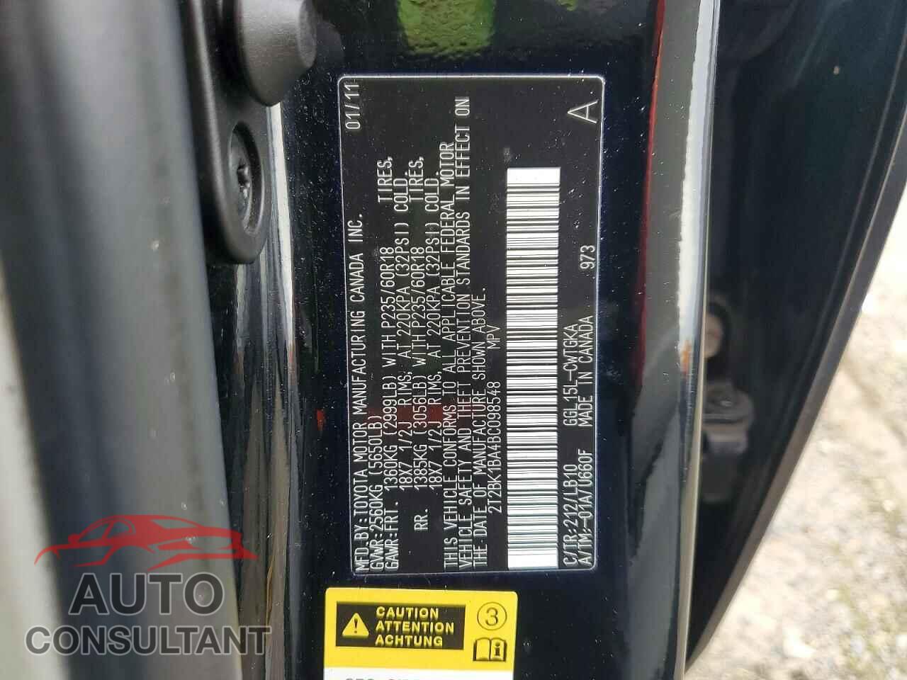 LEXUS RX350 2011 - 2T2BK1BA4BC098548