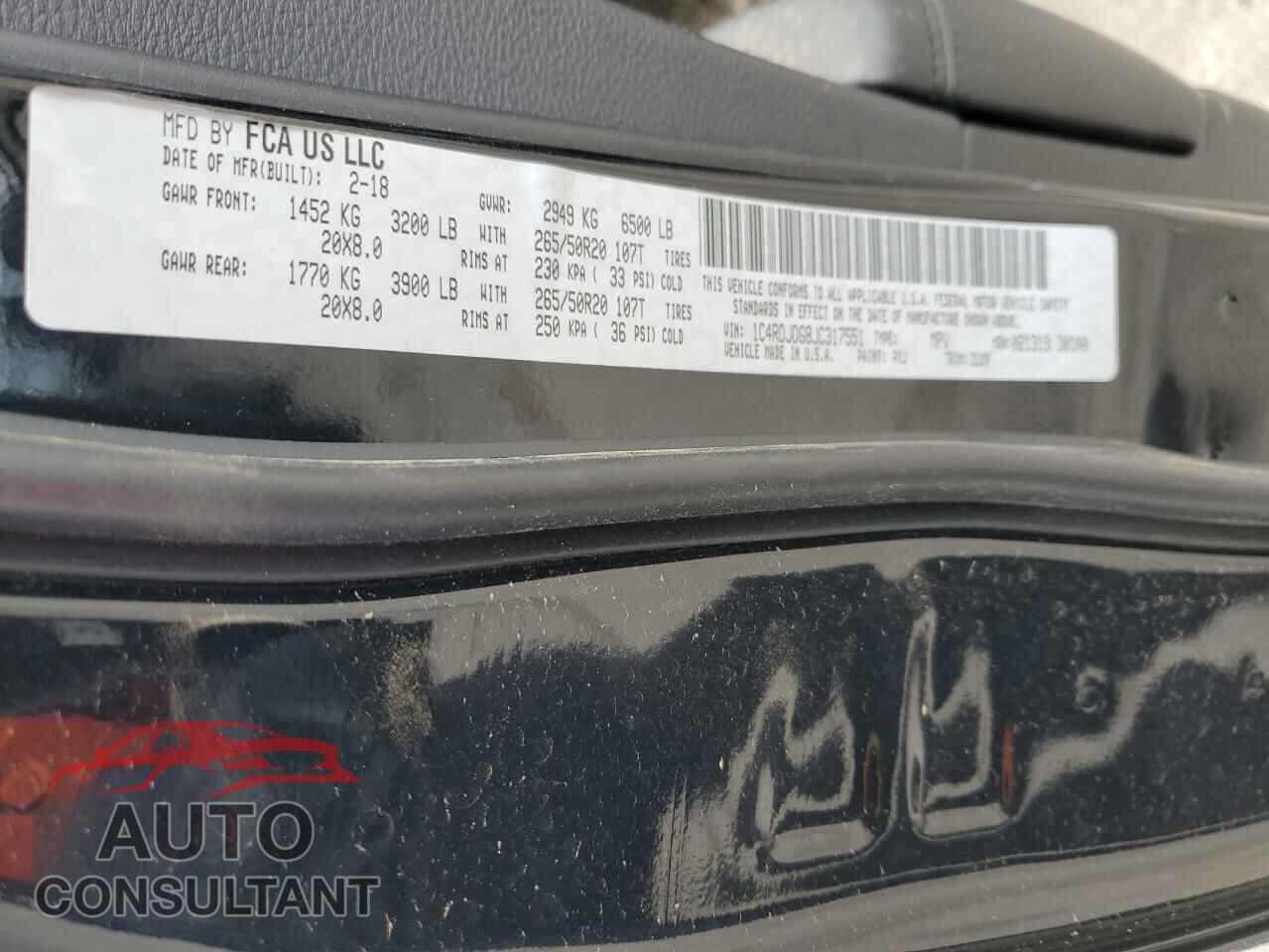 DODGE DURANGO 2018 - 1C4RDJDG8JC317551