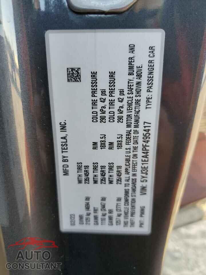 TESLA MODEL 3 2023 - 5YJ3E1EA4PF495417