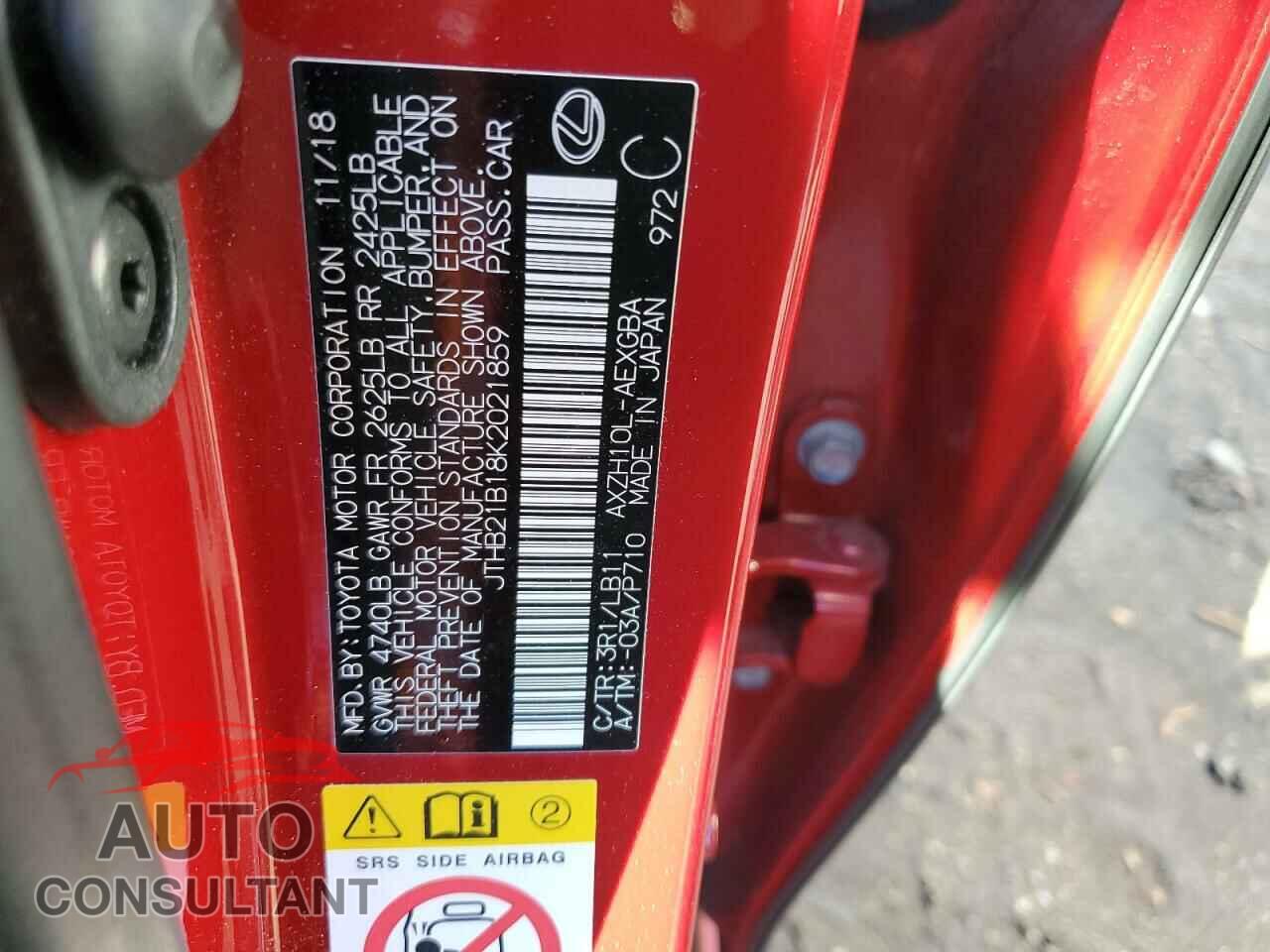LEXUS ES300 2019 - JTHB21B18K2021859