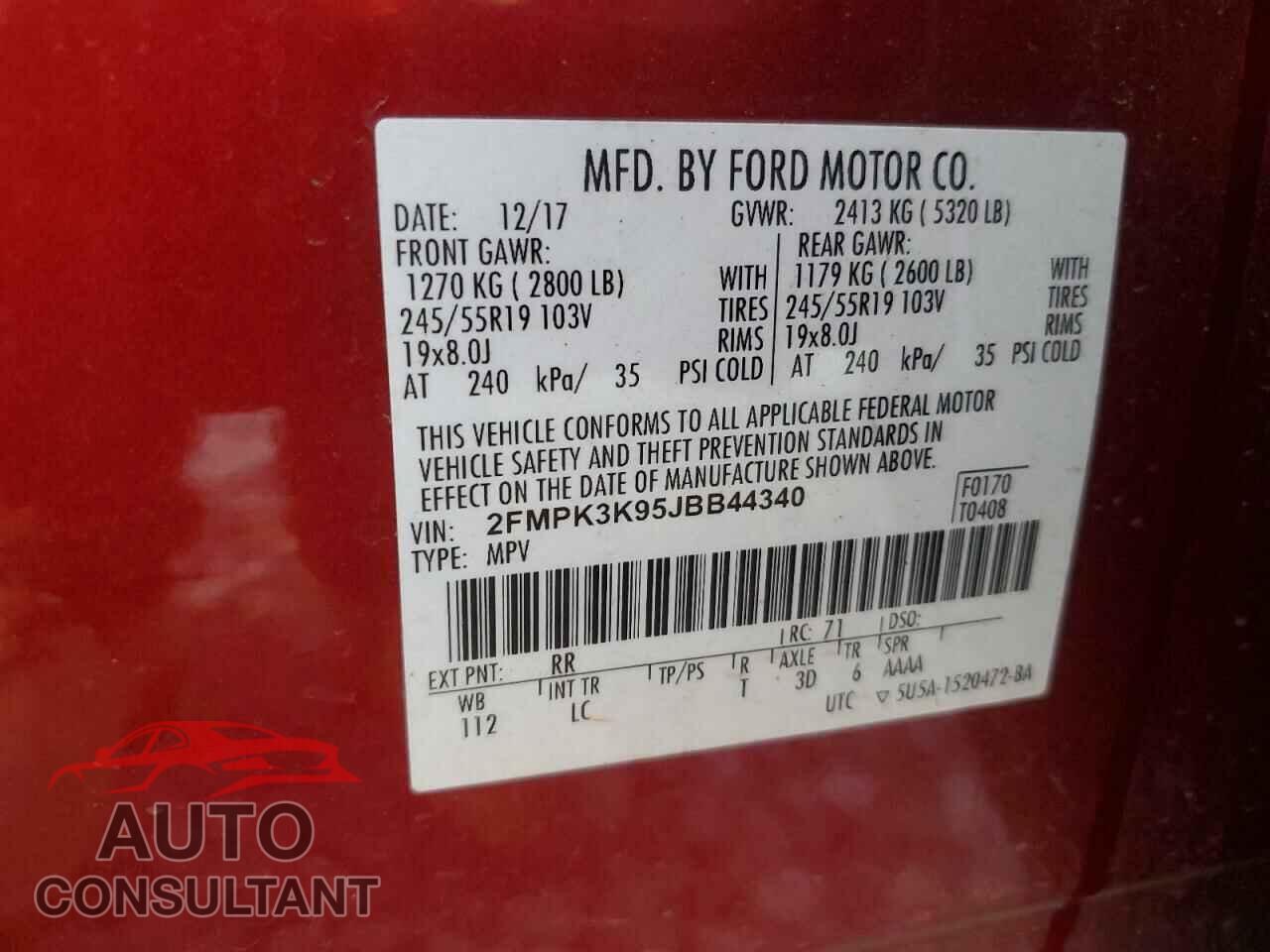 FORD EDGE 2018 - 2FMPK3K95JBB44340
