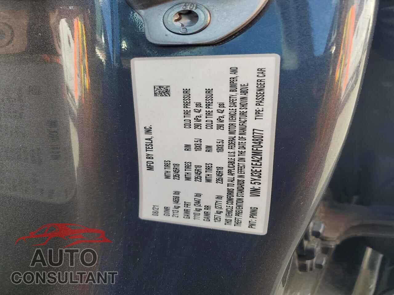 TESLA MODEL 3 2021 - 5YJ3E1EA2MF048077