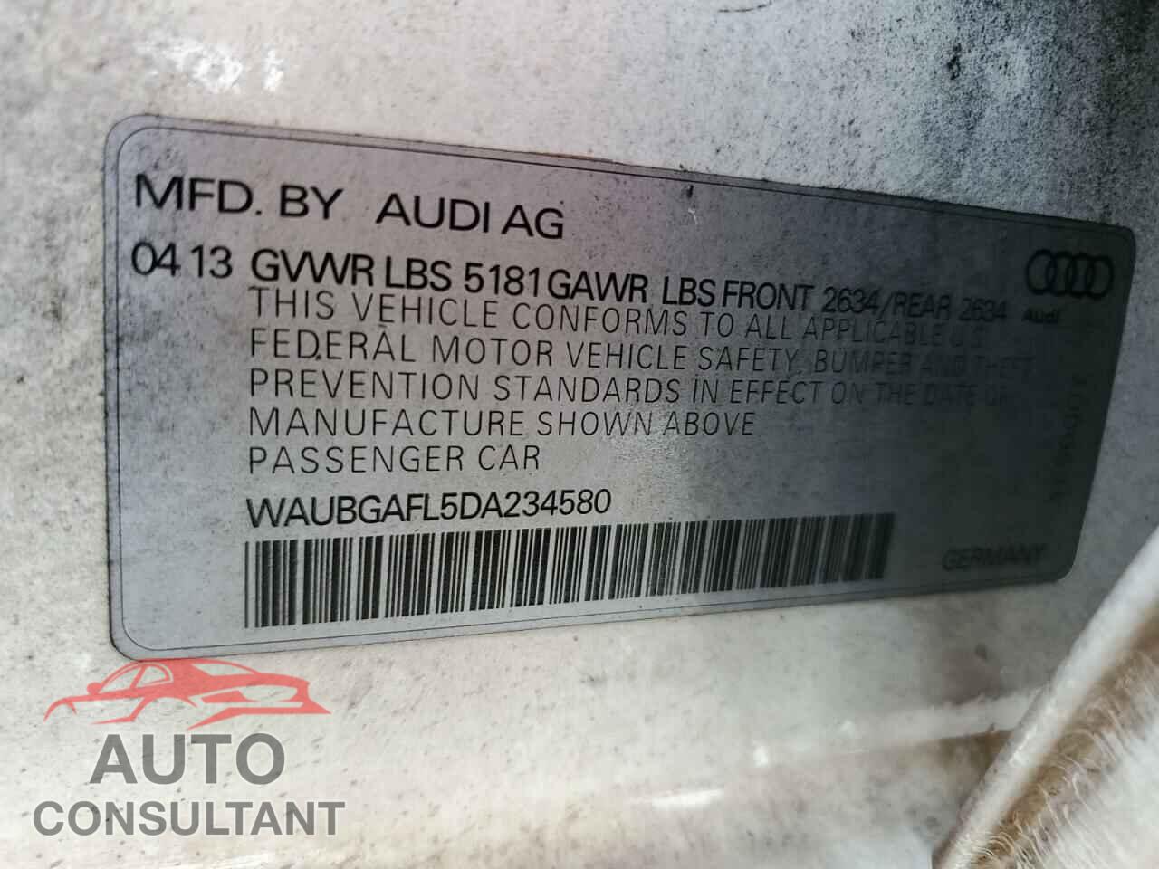 AUDI S4/RS4 2013 - WAUBGAFL5DA234580
