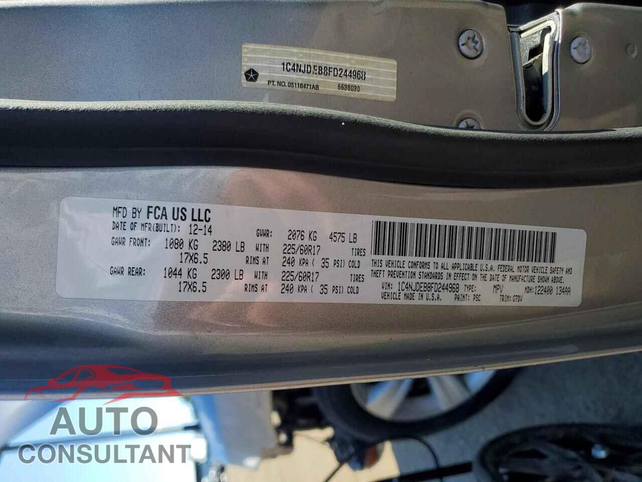 JEEP COMPASS 2015 - 1C4NJDEB8FD244968