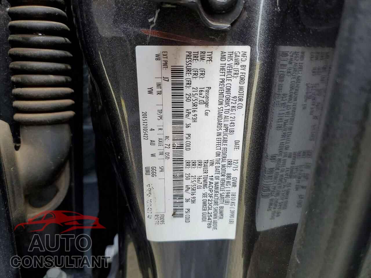 FORD FOCUS 2016 - 1FADP3F23GL254789