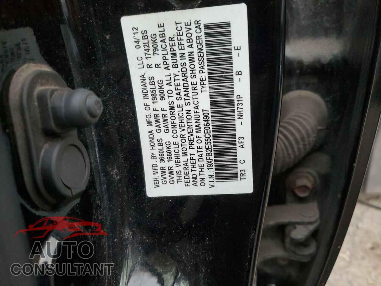 HONDA CIVIC 2012 - 19XFB2E55CE064907