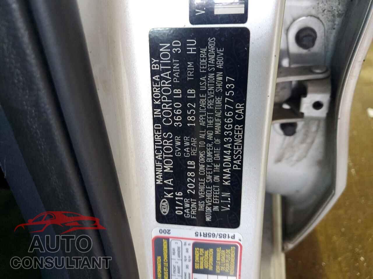 KIA RIO 2016 - KNADM4A33G6677537