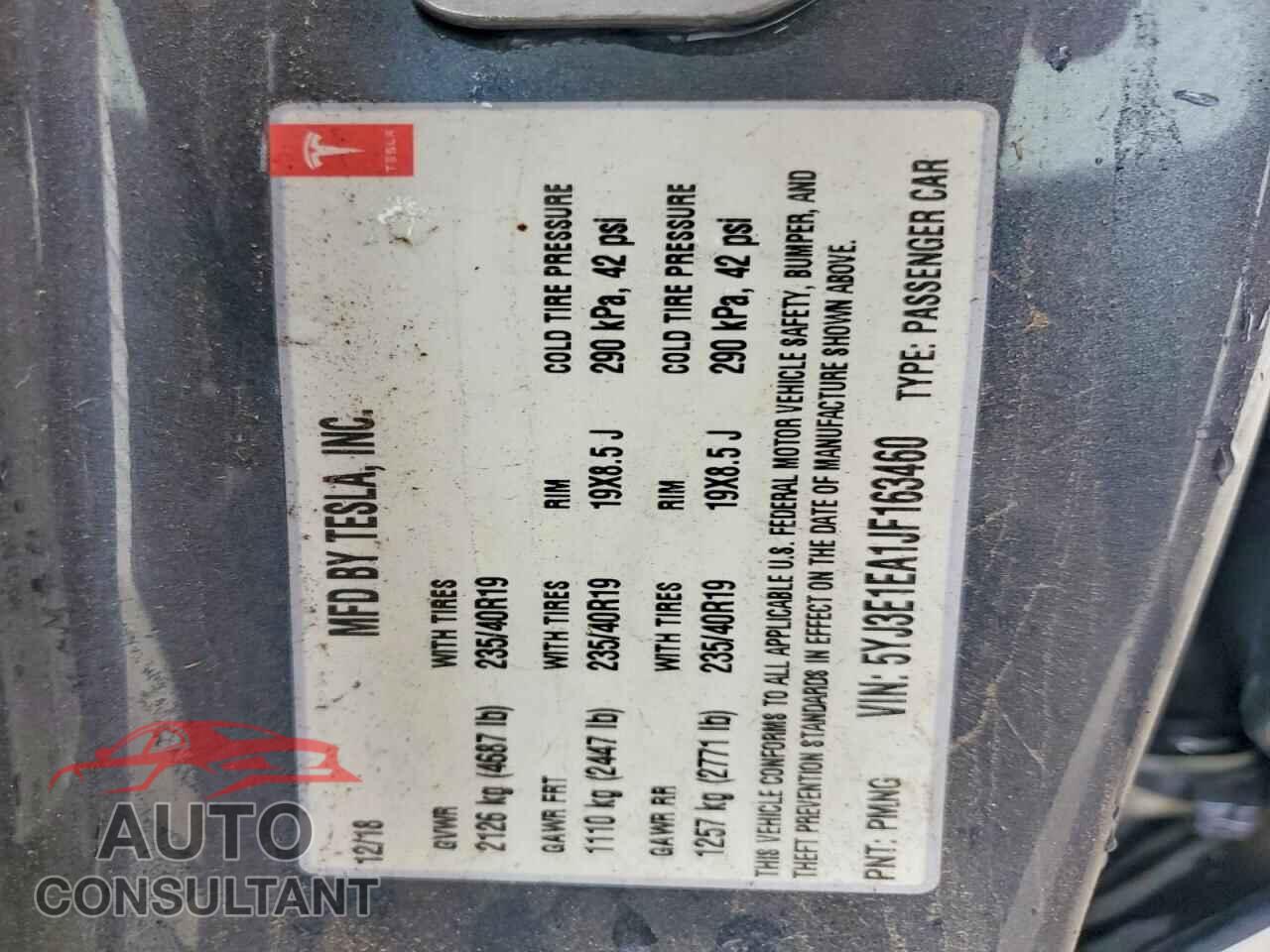 TESLA MODEL 3 2018 - 5YJ3E1EA1JF163460