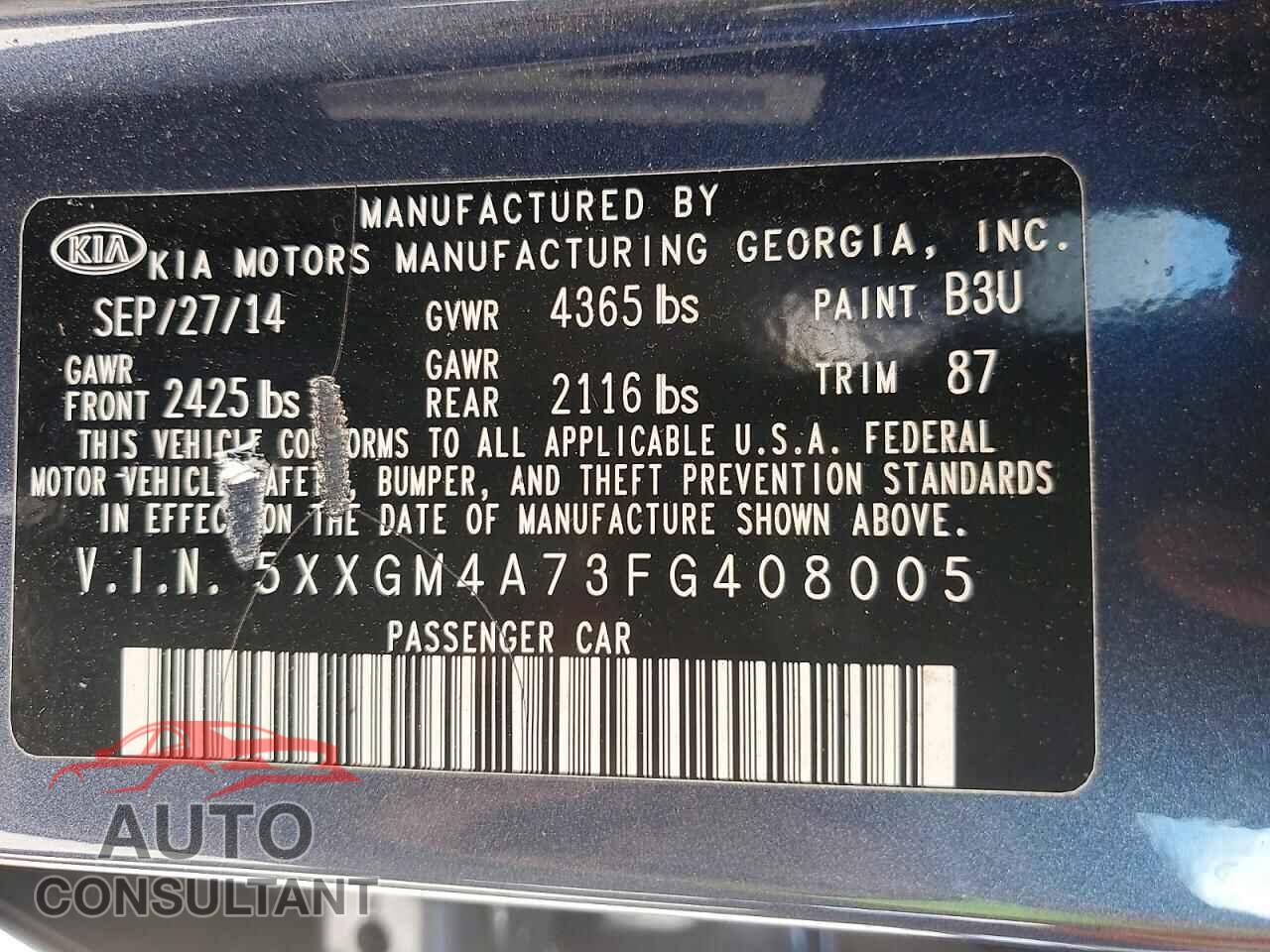 KIA OPTIMA 2015 - 5XXGM4A73FG408005