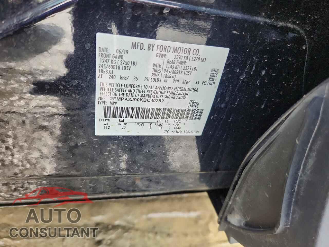 FORD EDGE 2019 - 2FMPK3J90KBC40282