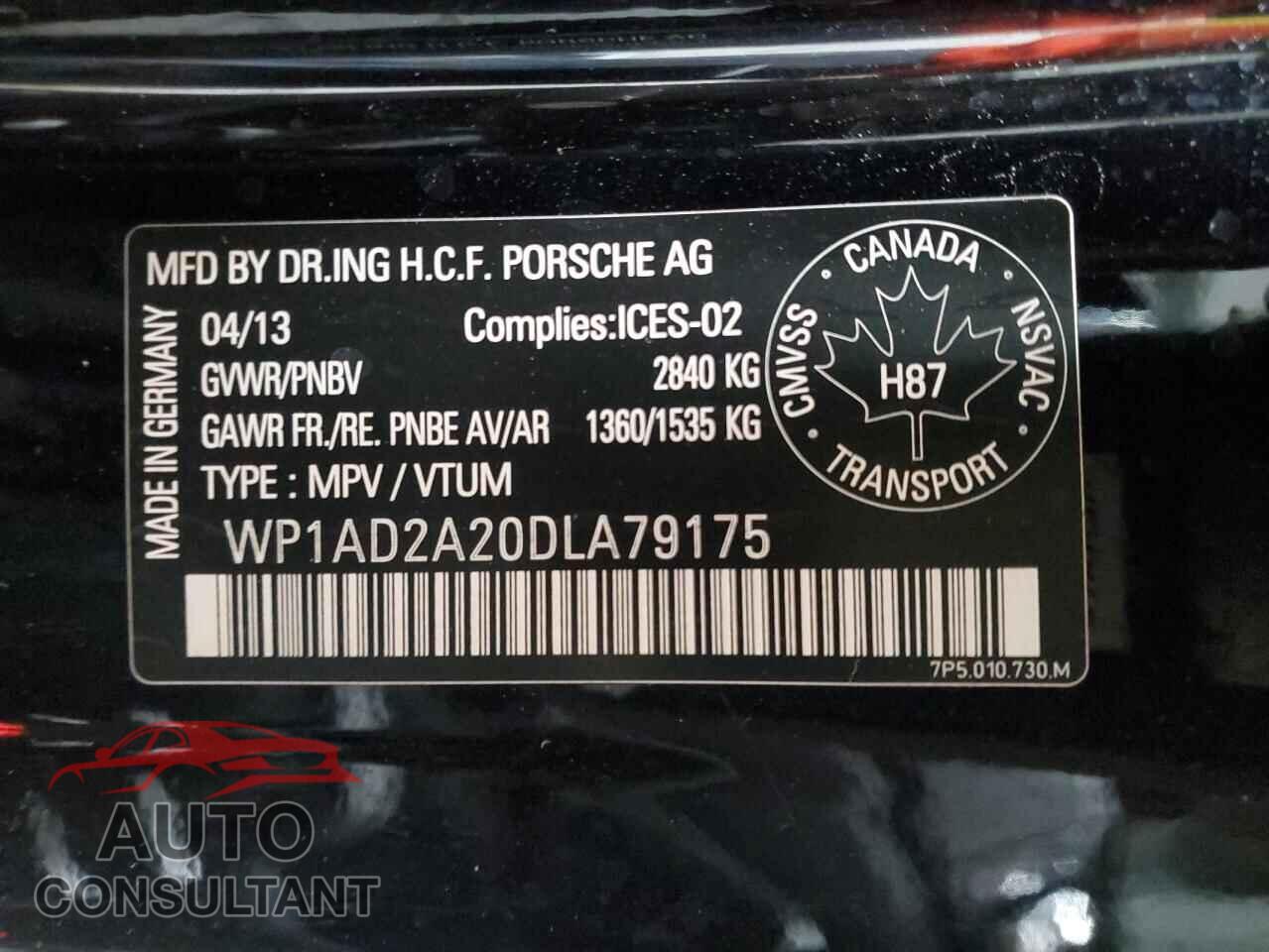 PORSCHE CAYENNE 2013 - WP1AD2A20DLA79175
