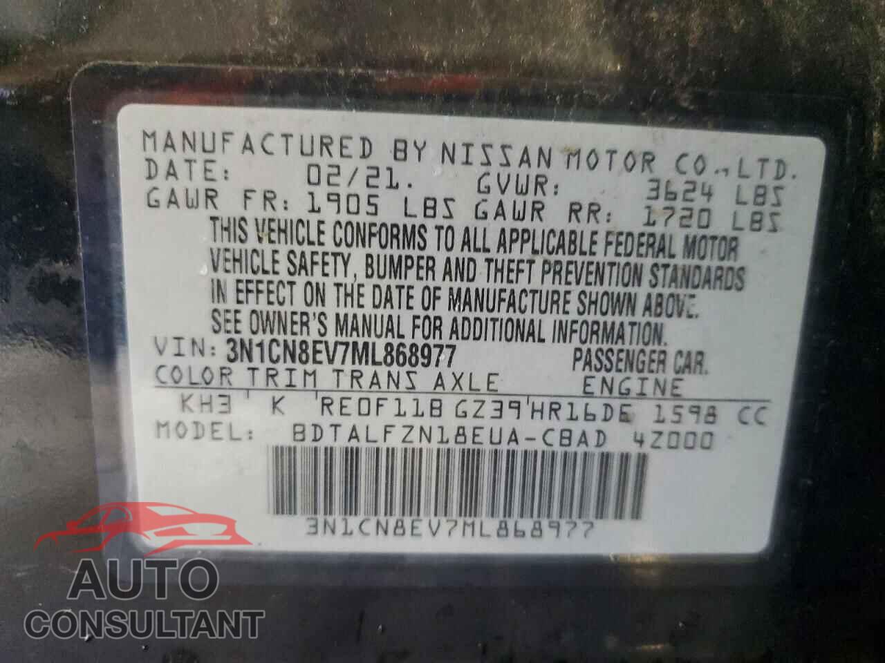 NISSAN VERSA 2021 - 3N1CN8EV7ML868977
