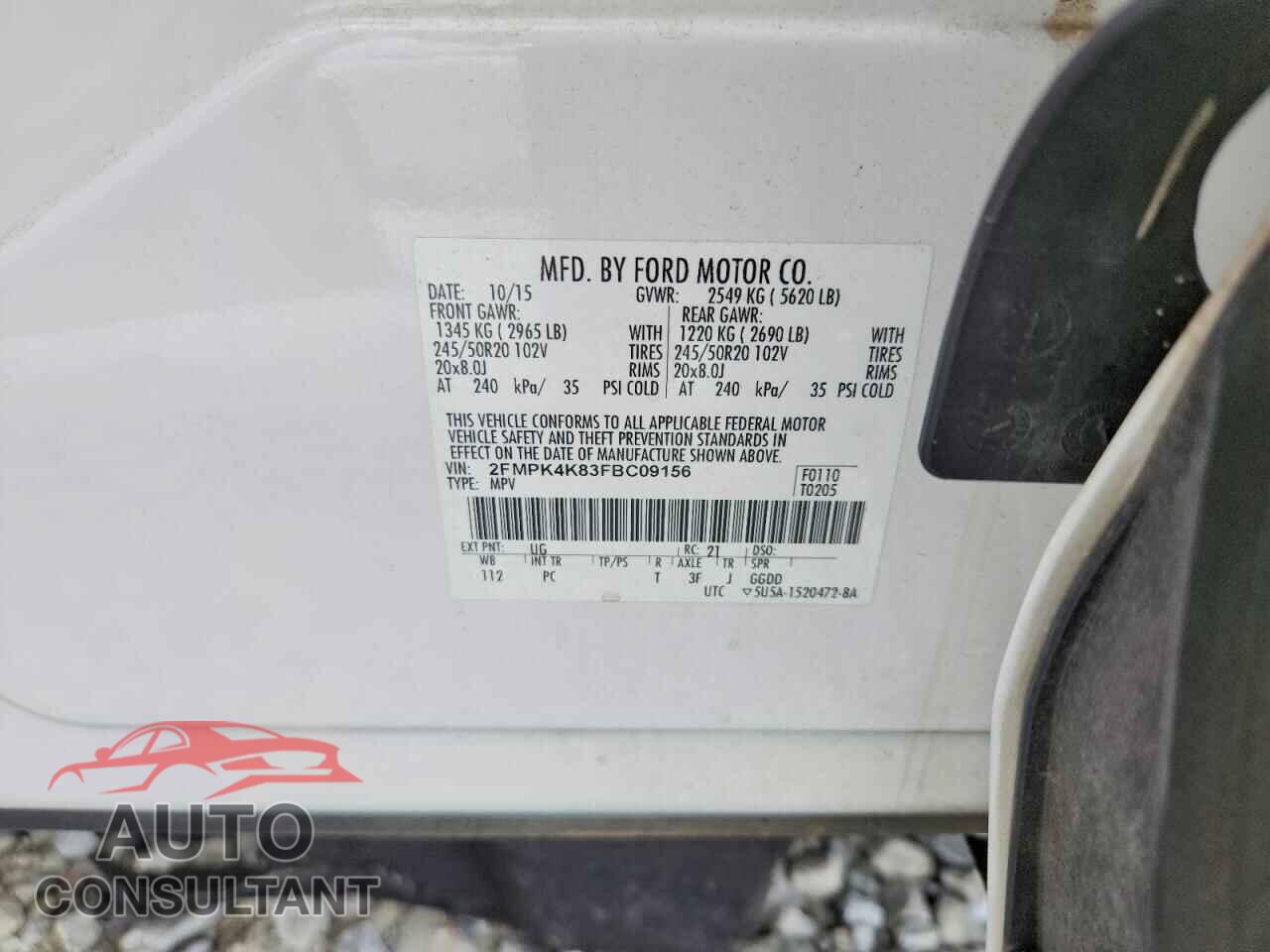 FORD EDGE 2015 - 2FMPK4K83FBC09156