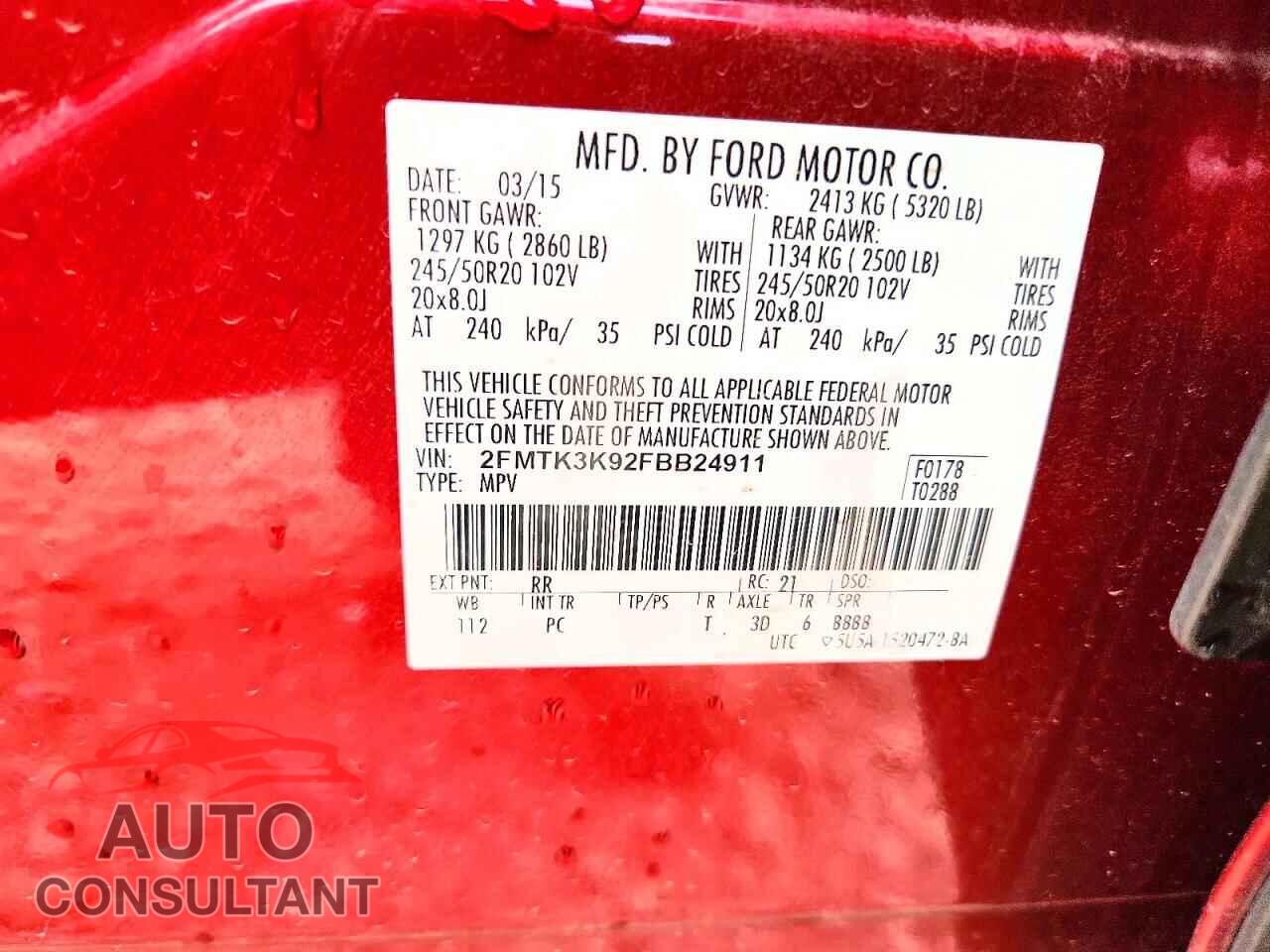 FORD EDGE 2015 - 2FMTK3K92FBB24911
