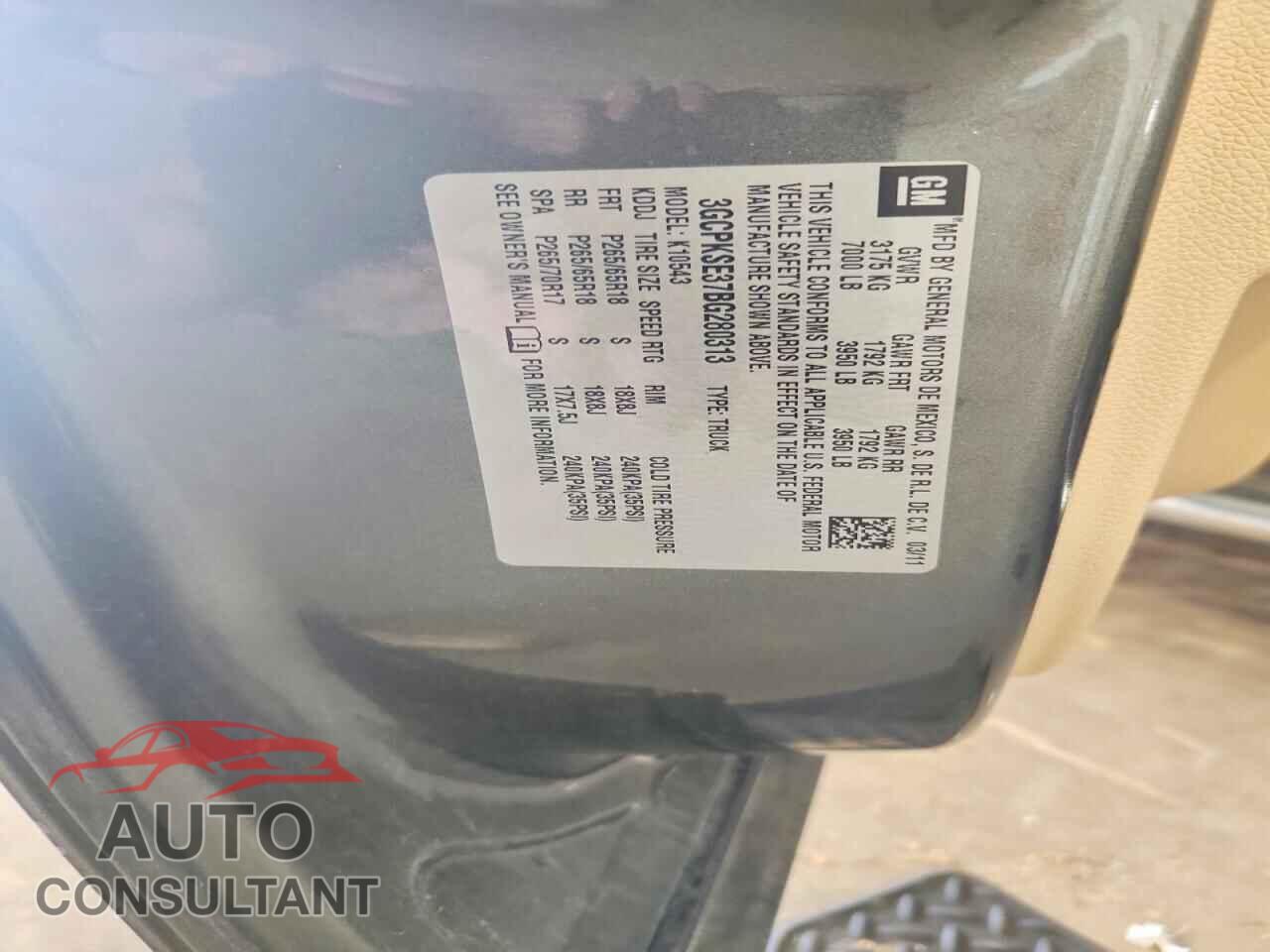 CHEVROLET SILVERADO 2011 - 3GCPKSE37BG280313