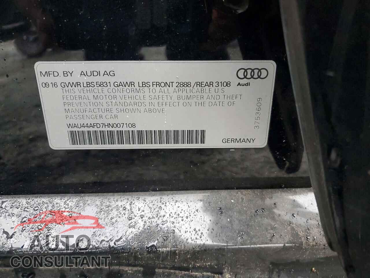 AUDI A8 2017 - WAU44AFD7HN007108