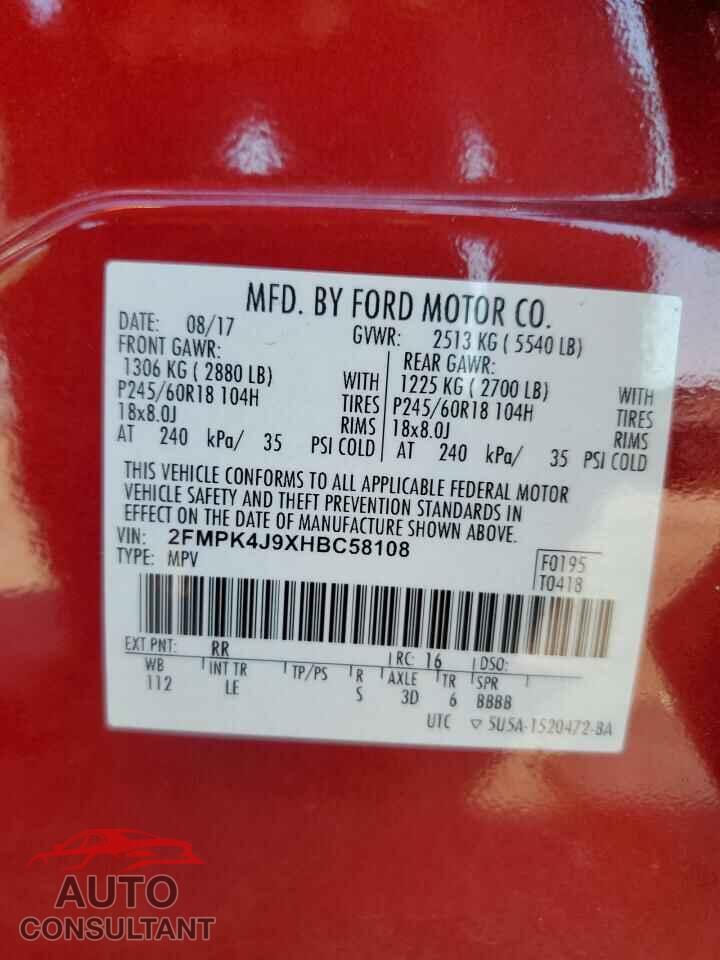 FORD EDGE 2017 - 2FMPK4J9XHBC58108