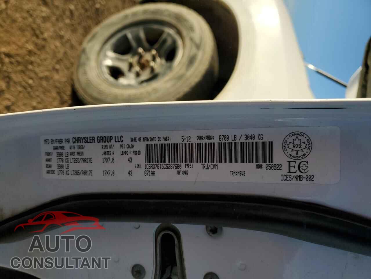 DODGE RAM 1500 2012 - 1C6RD7GT5CS287680