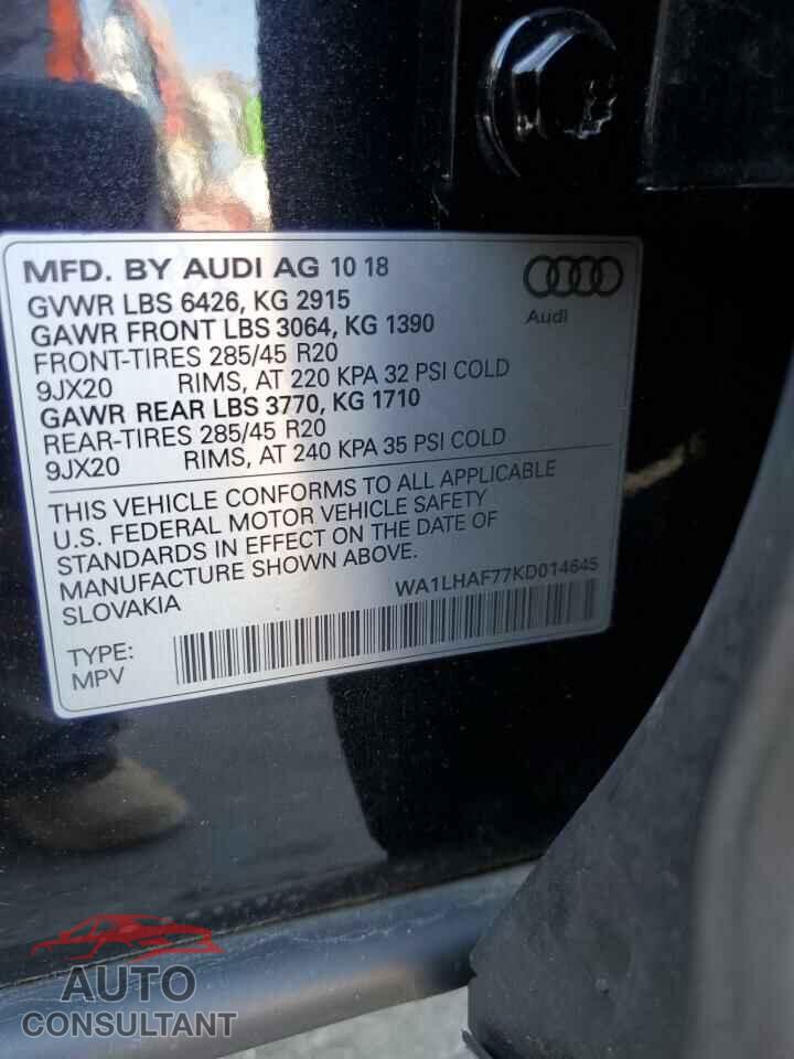 AUDI Q7 2019 - WA1LHAF77KD014645