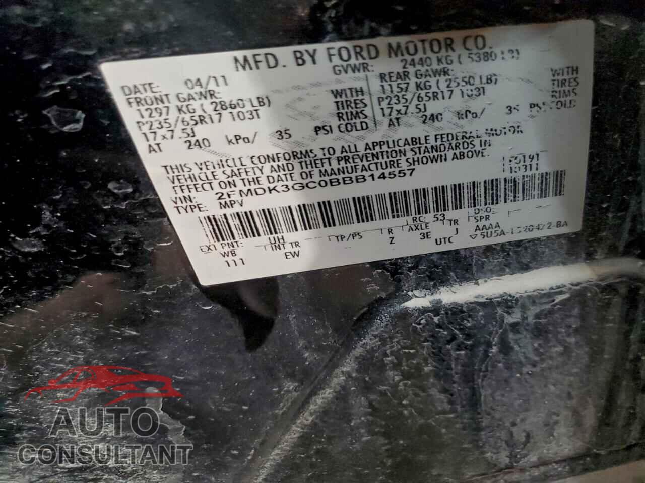FORD EDGE 2011 - 2FMDK3GC0BBB14557