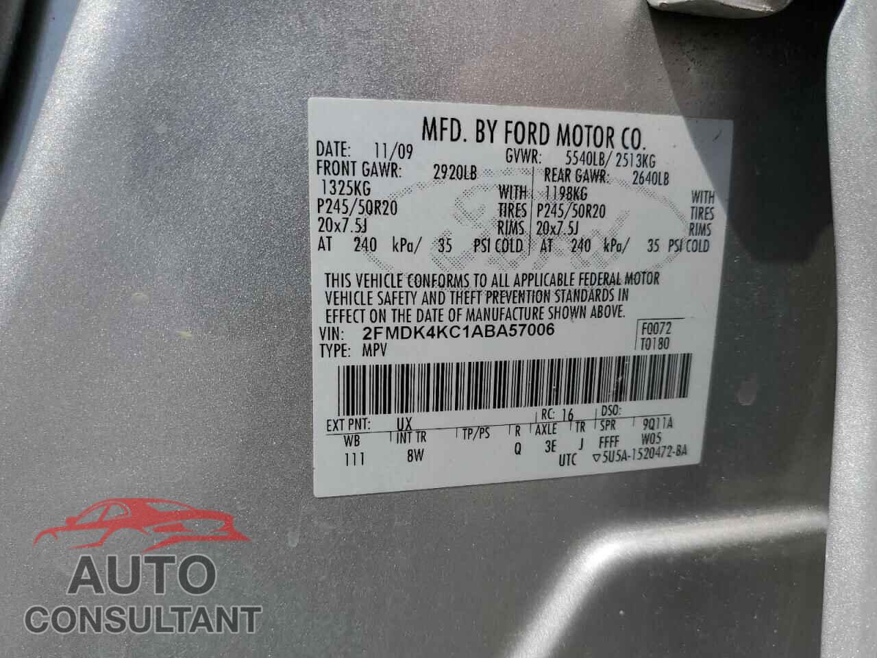 FORD EDGE 2010 - 2FMDK4KC1ABA57006
