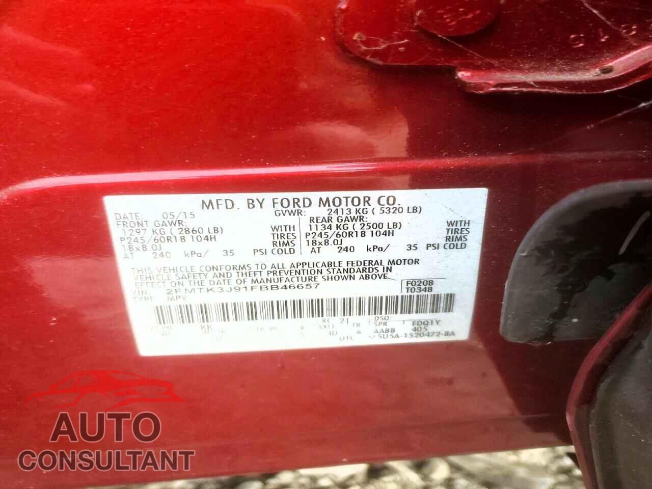 FORD EDGE 2015 - 2FMTK3J91FBB46657