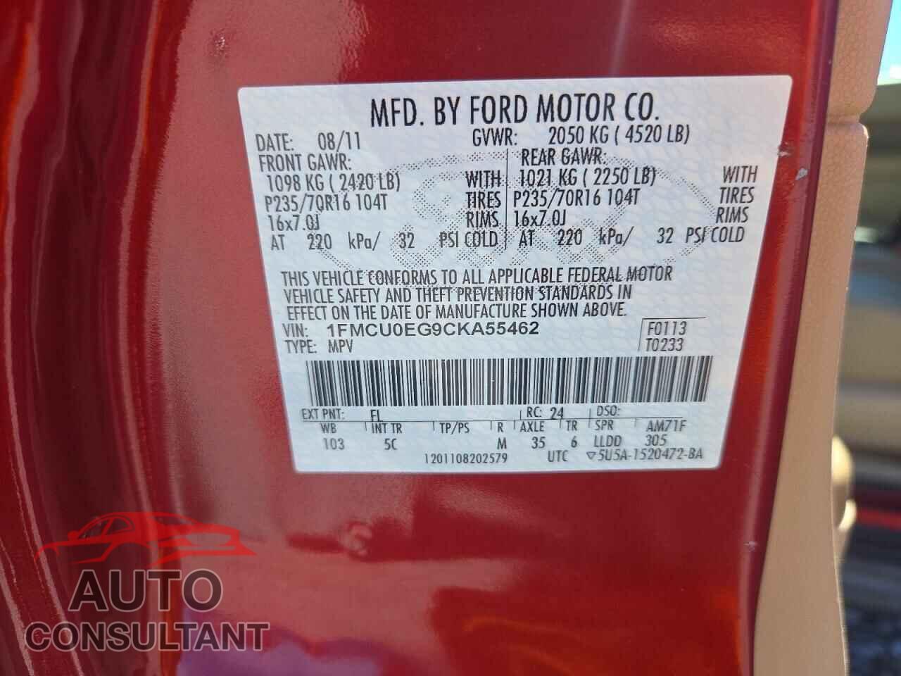 FORD ESCAPE 2012 - 1FMCU0EG9CKA55462