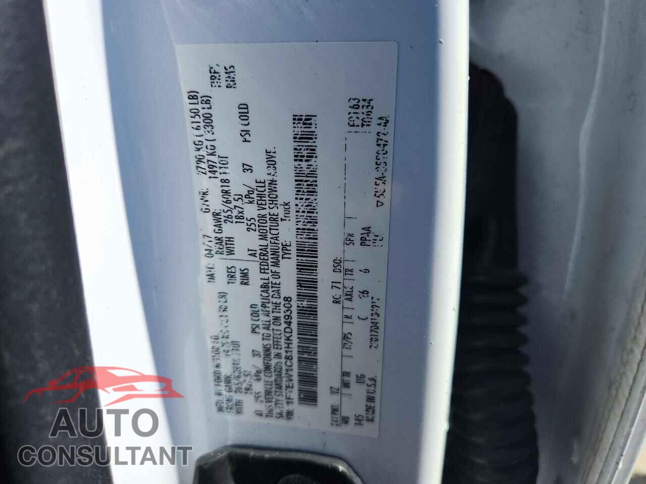 FORD F150 2017 - 1FTEW1C81HKD49308