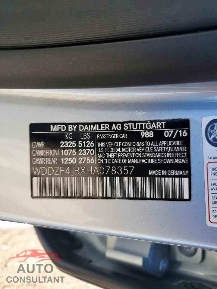 MERCEDES-BENZ E-CLASS 2017 - WDDZF4JBXHA078357