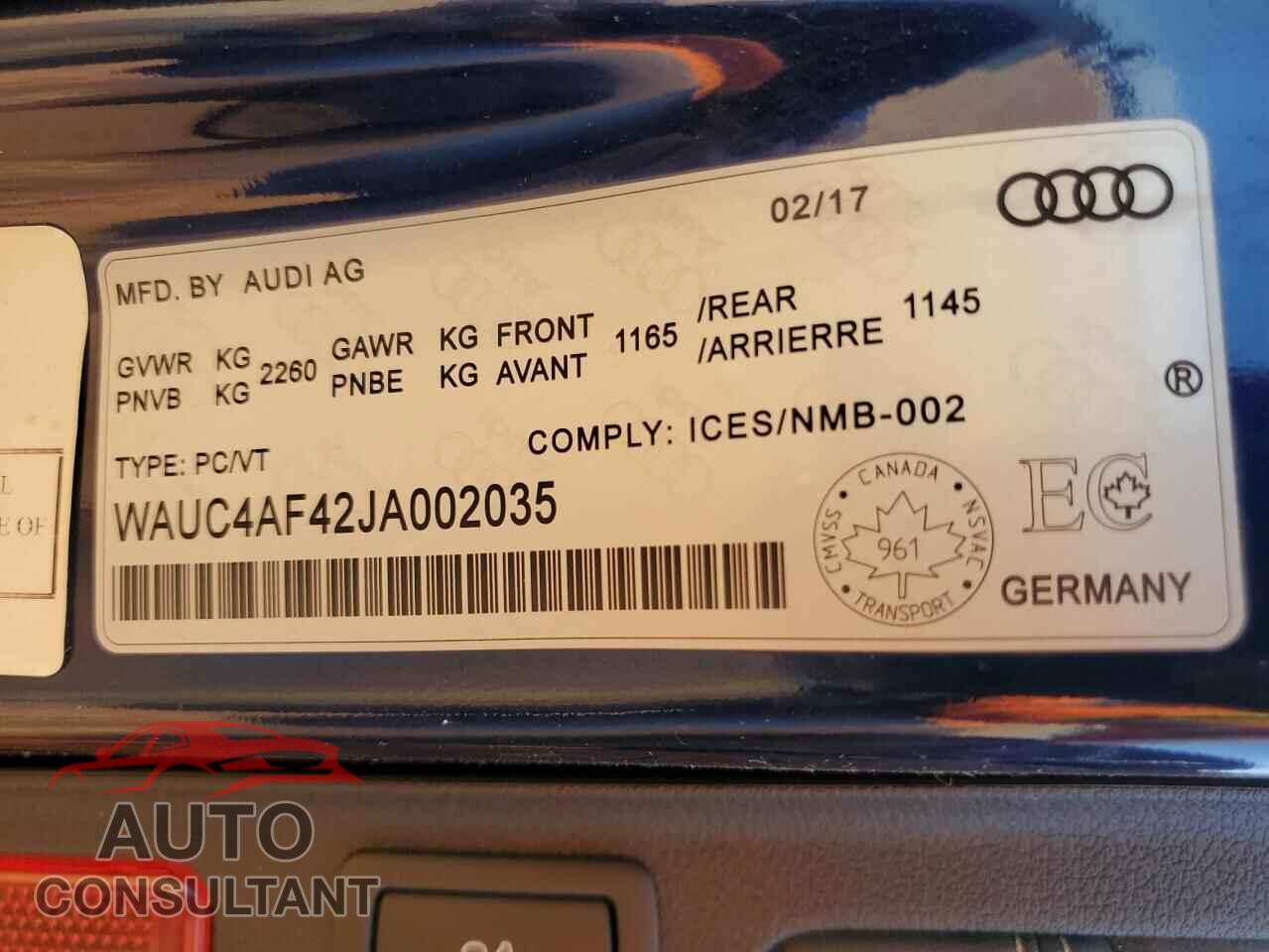 AUDI S4/RS4 2018 - WAUC4AF42JA002035