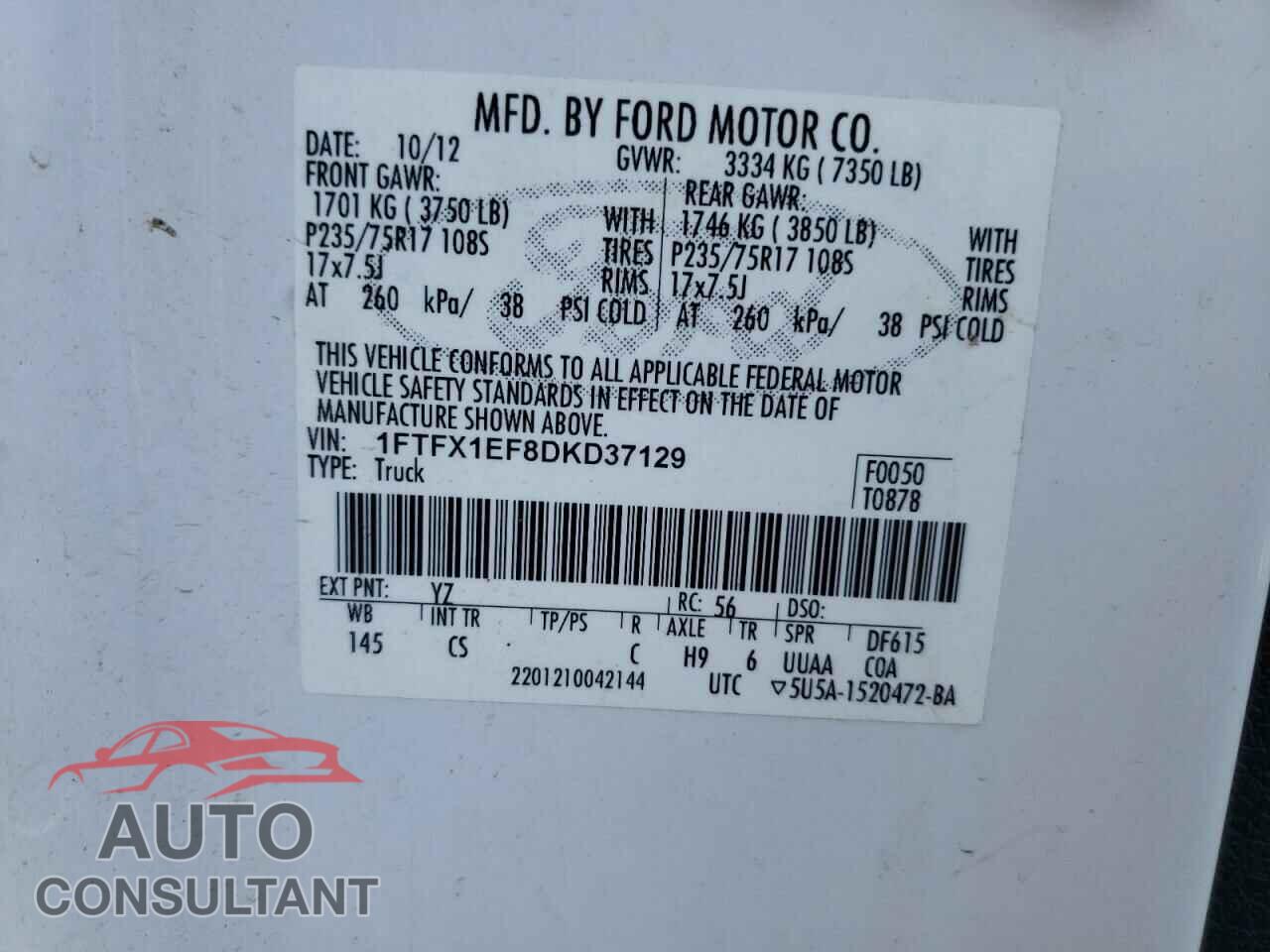 FORD F-150 2013 - 1FTFX1EF8DKD37129