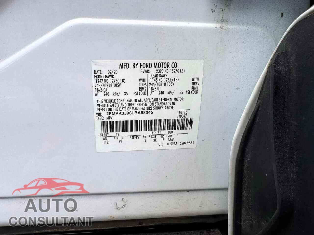 FORD EDGE 2020 - 2FMPK3J96LBA58345