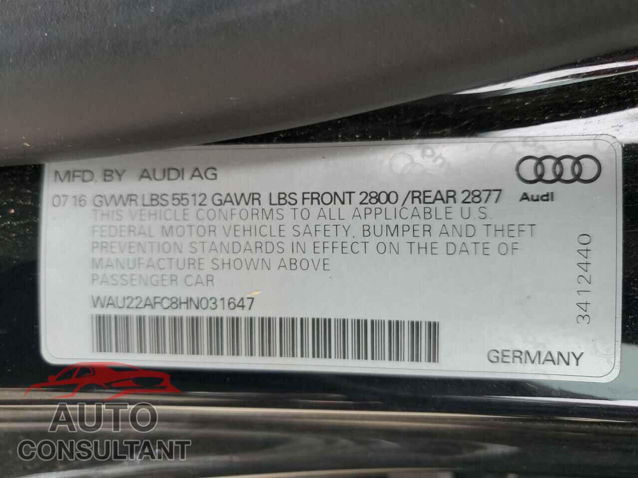 AUDI A7 2017 - WAU22AFC8HN031647