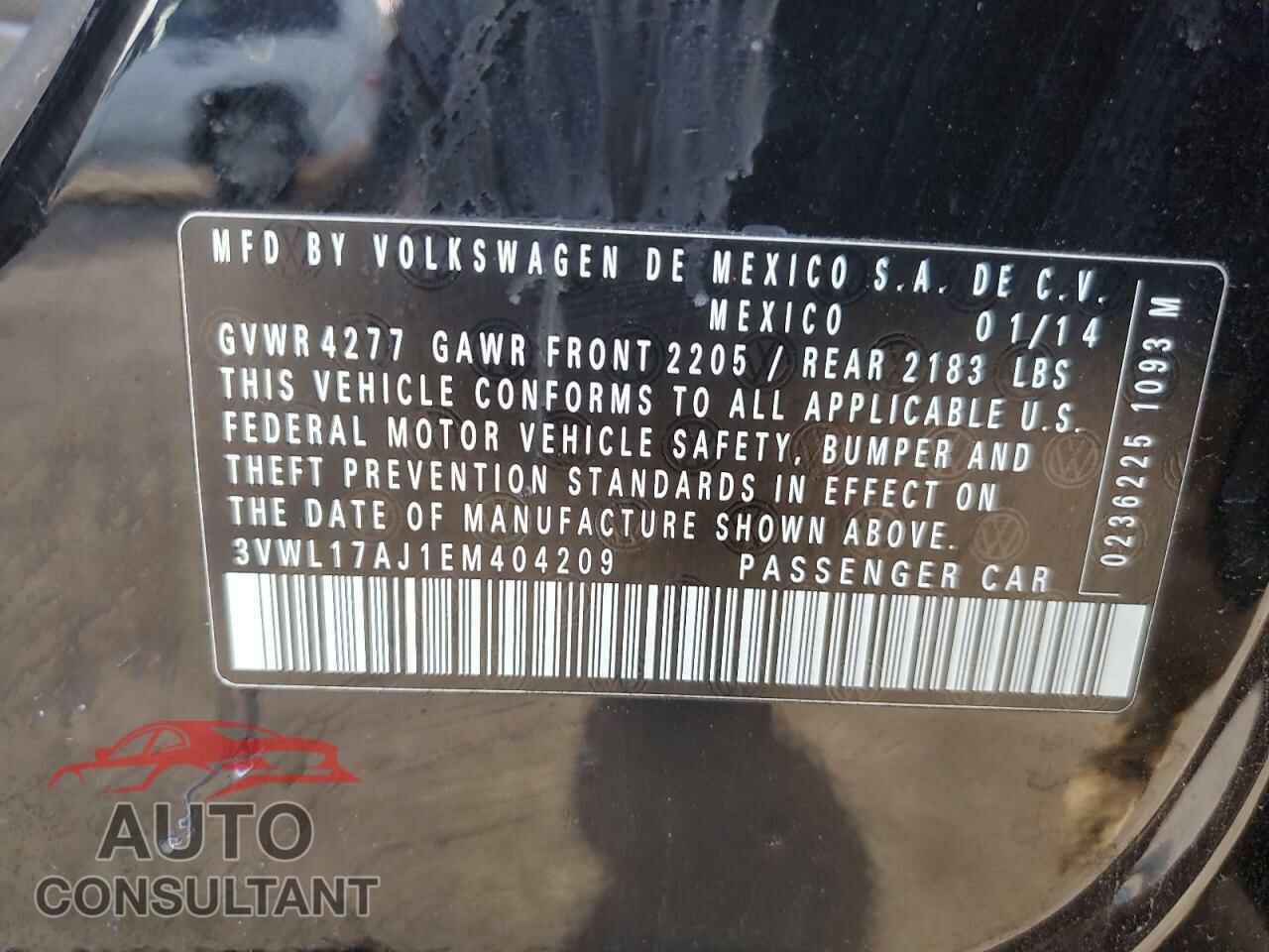 VOLKSWAGEN JETTA 2014 - 3VWL17AJ1EM404209