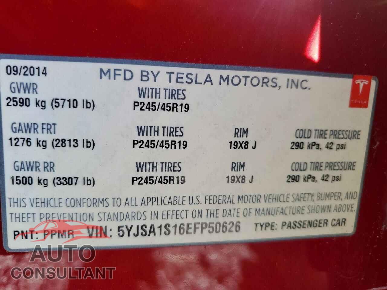 TESLA MODEL S 2014 - 5YJSA1S16EFP50626