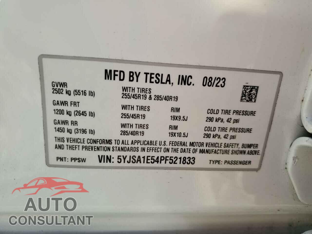 TESLA MODEL S 2023 - 5YJSA1E54PF521833