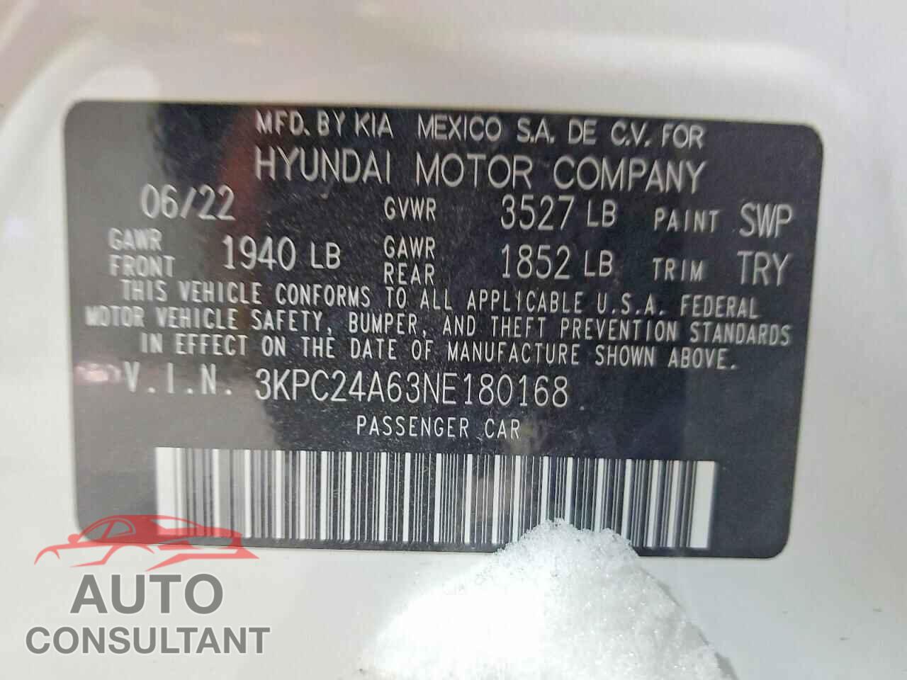 HYUNDAI ACCENT 2022 - 3KPC24A63NE180168