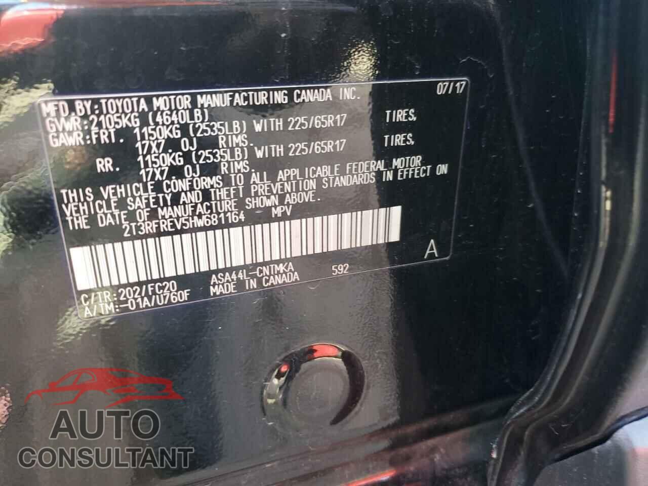 TOYOTA RAV4 2017 - 2T3RFREV5HW681164