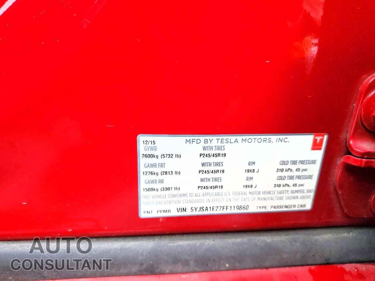TESLA MODEL S 2015 - 5YJSA1E27FF119860