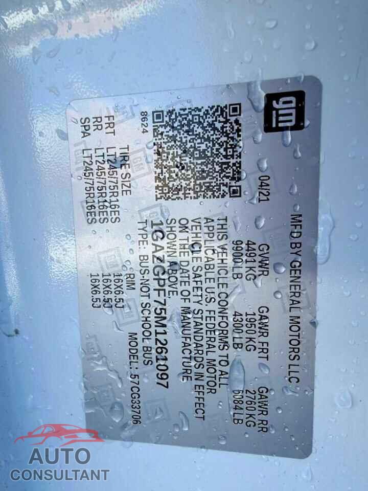 CHEVROLET EXPRESS 2021 - 1GAZGPF75M1261097