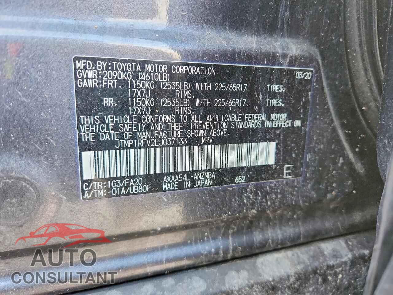 TOYOTA RAV4 2020 - JTMP1RFV2LJ037133