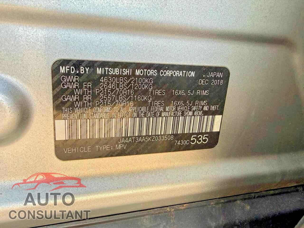 MITSUBISHI ECLIPSE 2019 - JA4AT3AA5KZ033508