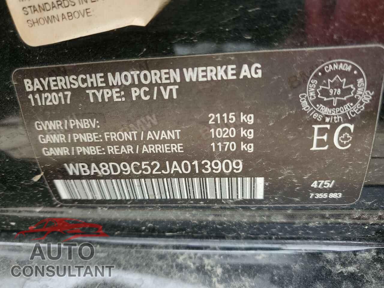 BMW 3 SERIES 2018 - WBA8D9C52JA013909