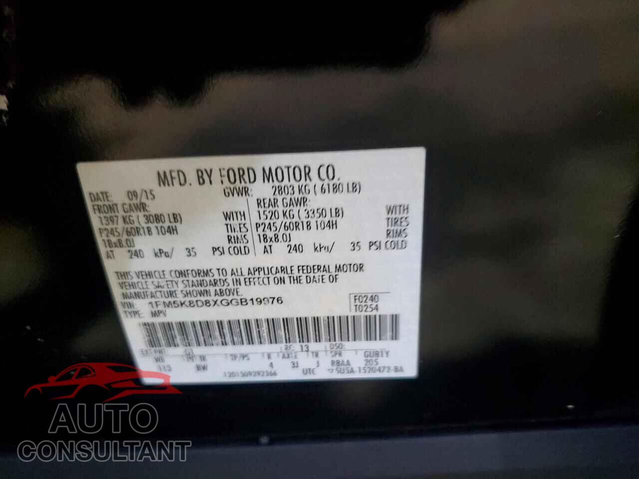 FORD EXPLORER 2016 - 1FM5K8D8XGGB19976