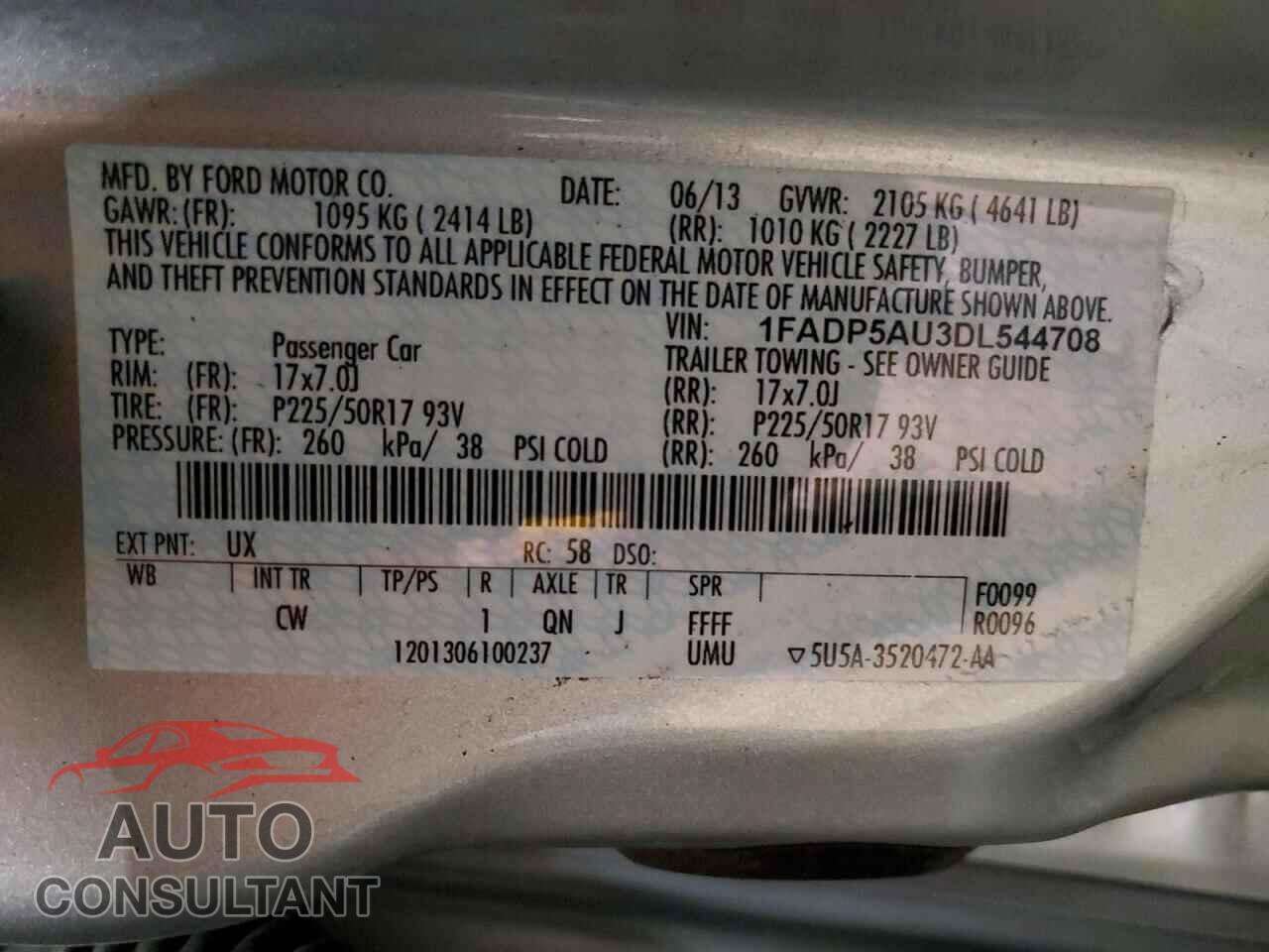 FORD CMAX 2013 - 1FADP5AU3DL544708